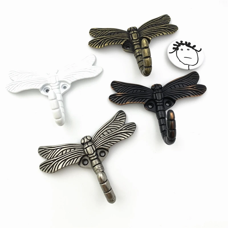 LCH Artistic Creative Dragonfly Shaped Clothes Hook Keys Holder Zinc Alloy Cabinet Pull Matt Silver Ancient Brass Finish