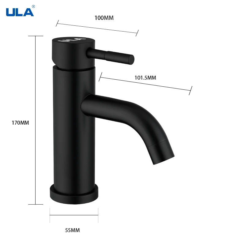 

ULA Bathroom Sink Faucet Black Washbasin Water Mixer Tap Hot Cold Water Mixer Taps Bathroom Fixture Waterfall Basin Faucet