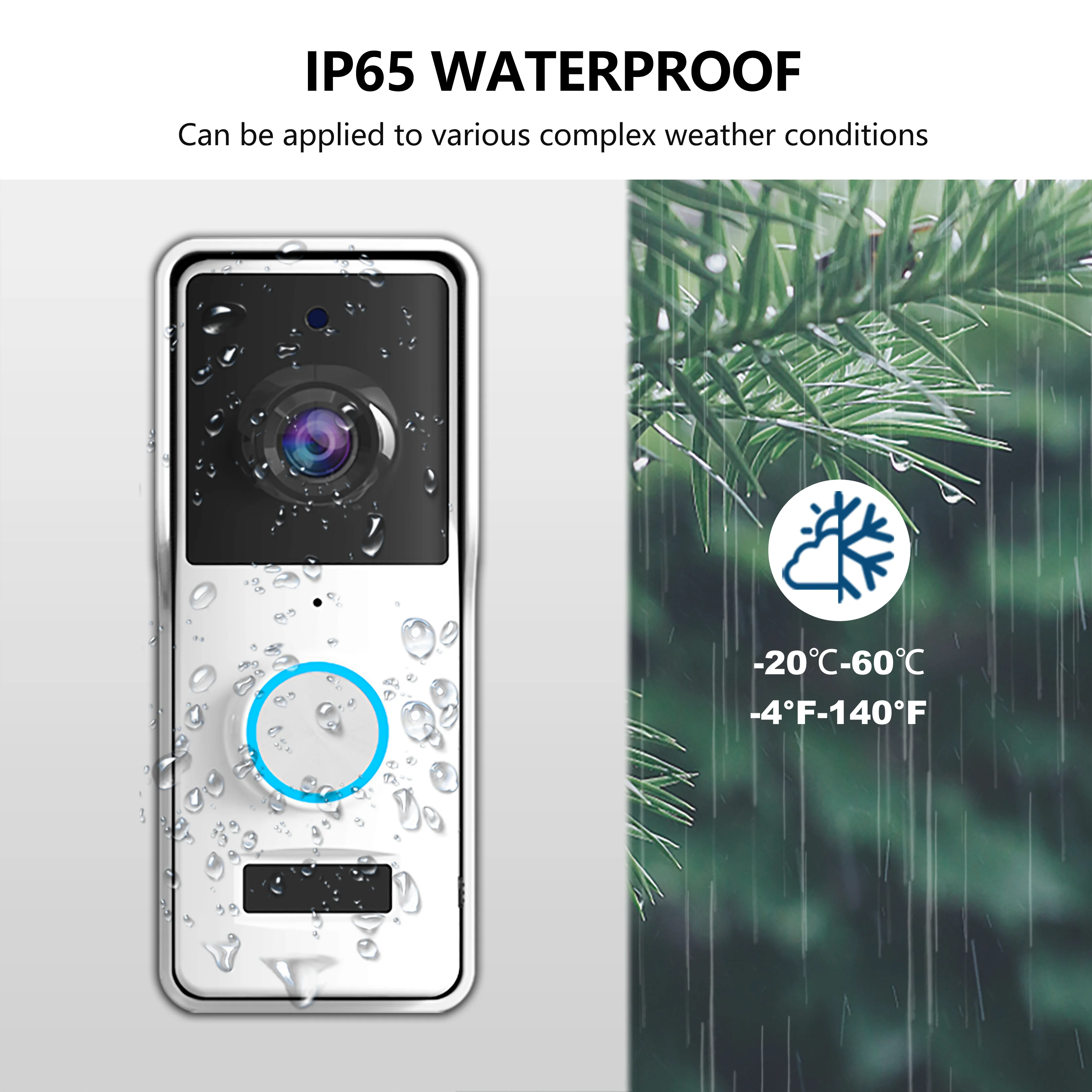 WF005 Tuya Smart WIFI Doorbell HD 1080P Wireless Camera Two-way Voice  Audio Works IP65 Waterproof Compatible IOS and Android