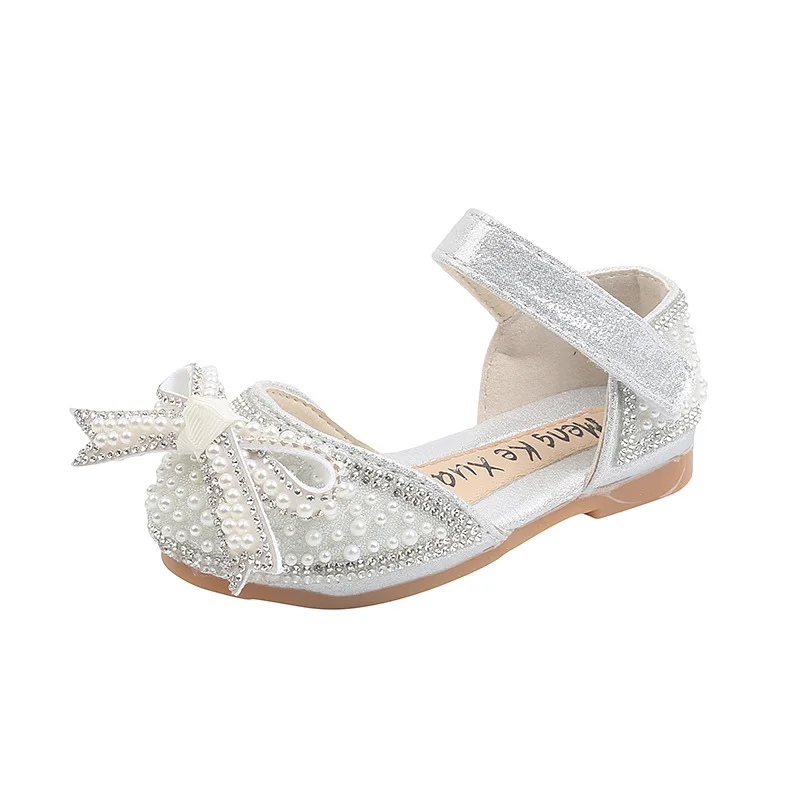 Hot Summer Girls Sandals Pearl Sequins Princess Party Shoes Soft Flat Dance Sandals Fashion Children Single Shoes Kids Sandals