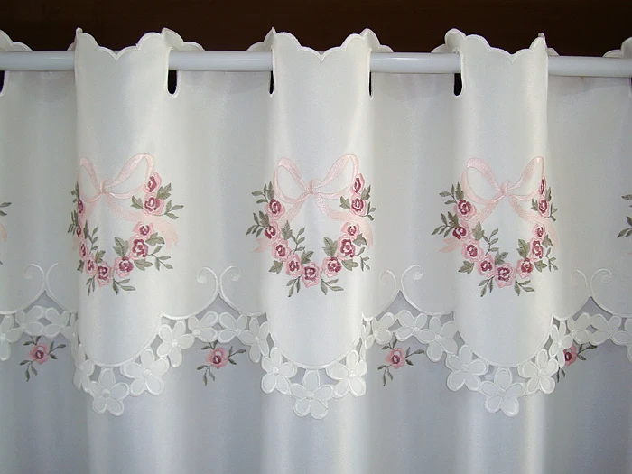 Half-curtain Embroidered Valance Partition Fashion Flowers Short Curtain for Kitchen Cabinet Door A-68