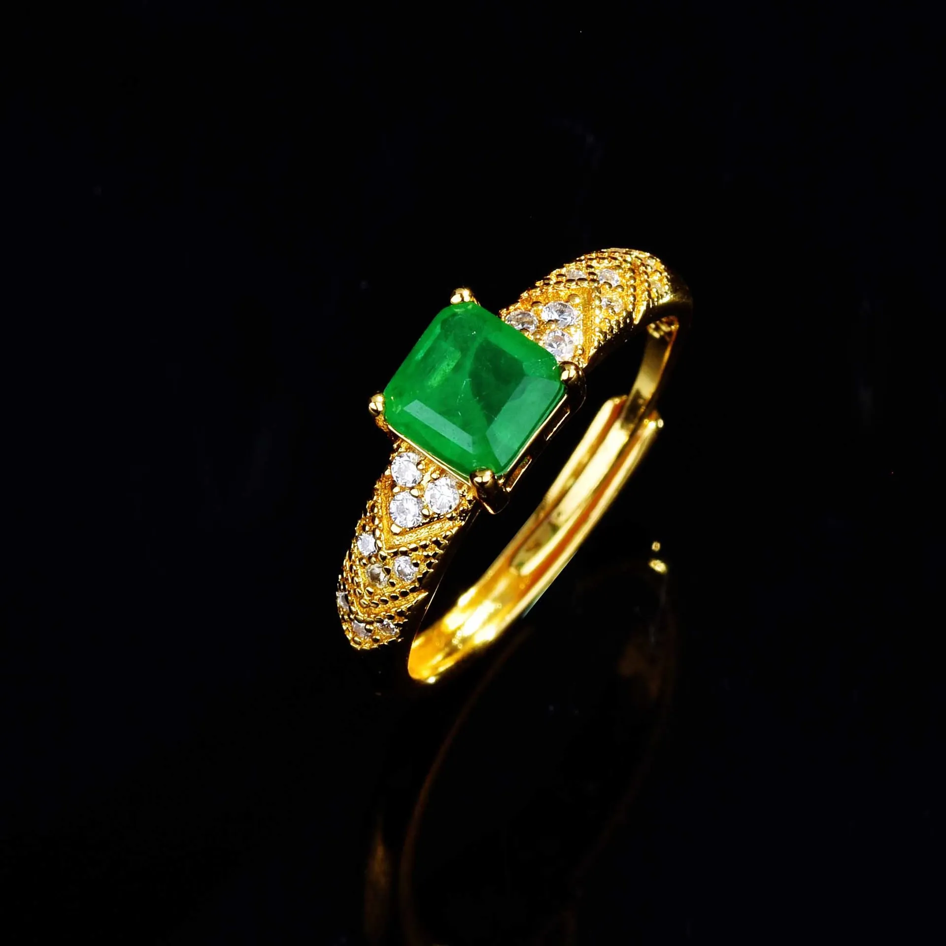 18K Gold Ring for Women Natural 2 Carat emerald with Diamond Jewelry Anillos De Bizuteria Anillos Mujer Gemstone Rings Box gift