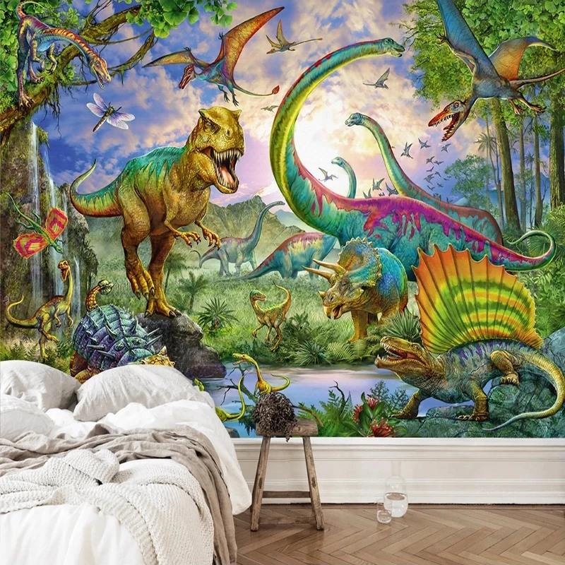 Custom Mural Wallpaper 3D Virgin Forest Dinosaur Animal Children Room Background Wall Decoration Painting Papel De Parede Sala