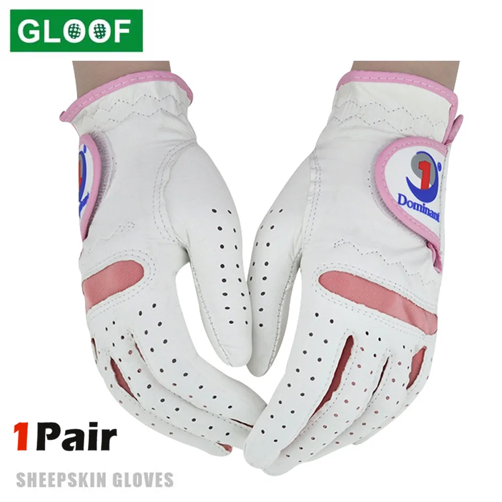 1Pair Women's Golf Gloves Lambskin Soft Fit Sport Grip Durable Gloves Anti-skid Breathable Sports Gloves Fit Left And Right Hand