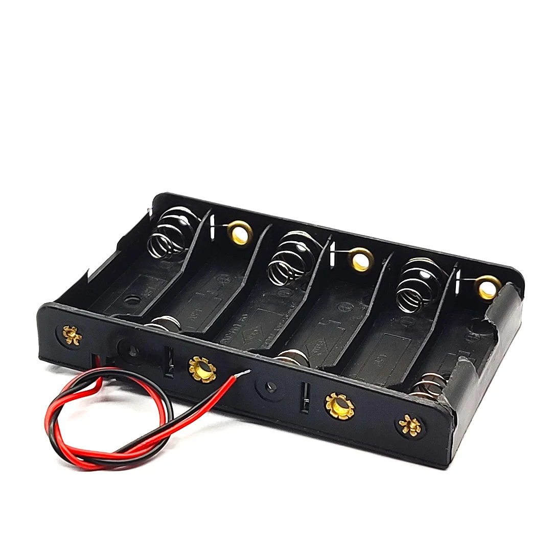 6 x AA 9V Battery Holder AA Battery Storage Case 6AA Battery Box Case With Cable 6 Slots Series DIY