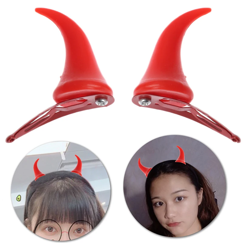 2pcs Chic Halloween Stereo Devil Horns Ears Clip Hairpin Women Hair Barrettes Cosplay Hair Accessories