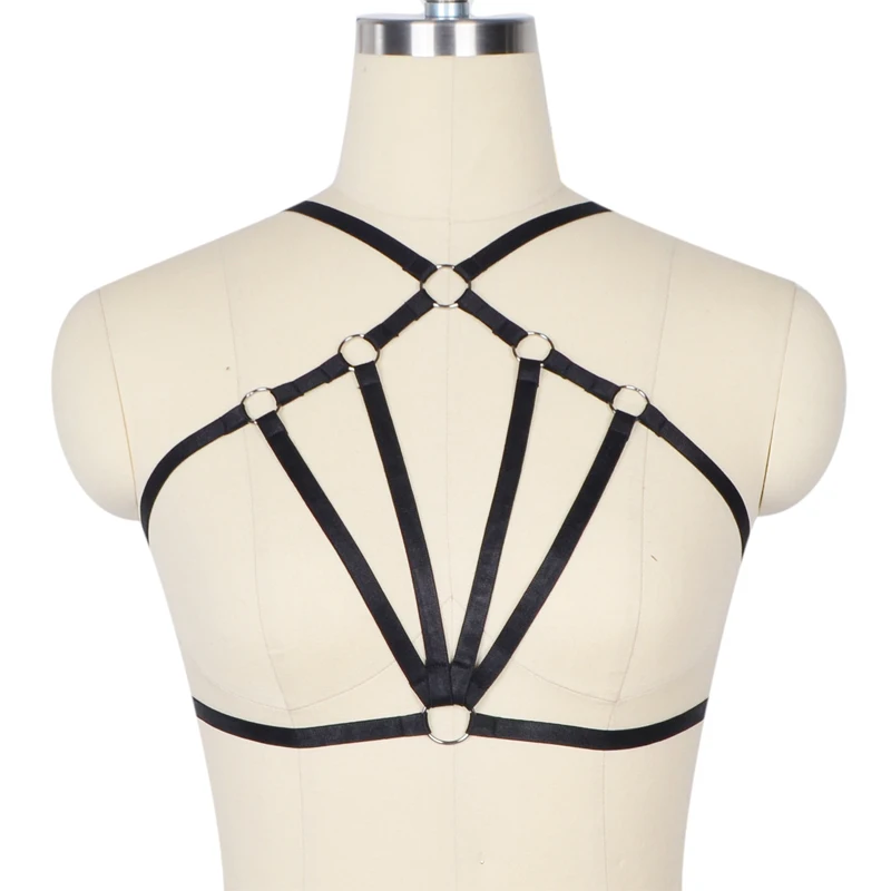 

Women elastic Fetish Body Harness Wear Cage Bra Bondage Lingerie Handmade Cupless Body Harness Goth Crop Top Underwear