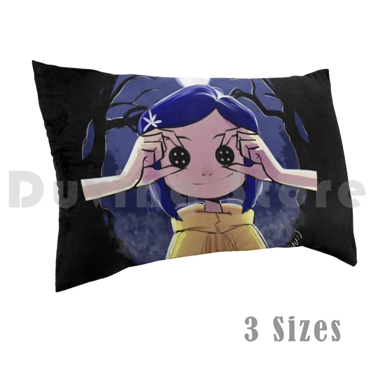 Coraline Pillow Case Printed 50x75 Coraline Neil Gaiman Book Stop Motion Movie Terror Scary Dark Horror