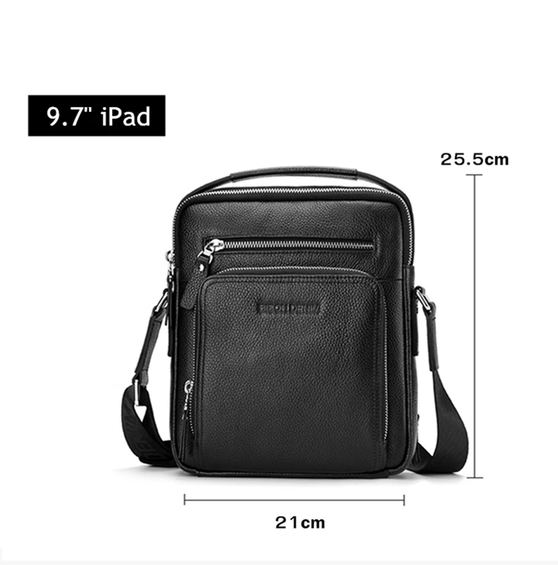 BISON DENIM Genuine Leather Men Bags Ipad Handbags Male Messenger Bag Man Crossbody Shoulder Bag Men\'s Travel Bags N2333