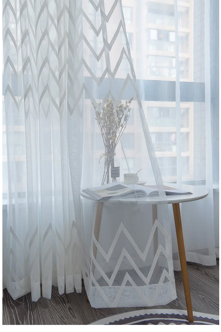 window Curtain gauze curtain product embroiders wave Europe type window gauze sitting room bedroom wave window curtains tulle