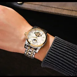 CAROTIF Mechanical Men's Watch Flying Tourbillon Skeleton Watches for Men Wristwatch Man Male Clocks Mechanical Watch Luxury