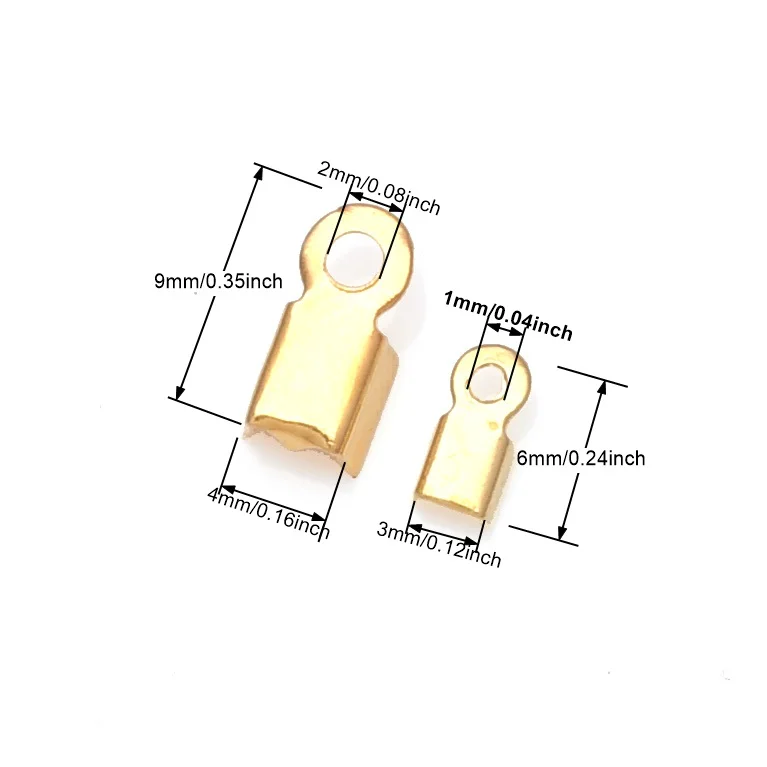 Fold Over Cord End Cord Crimp End Tips Fold-Over End Caps Leather Ribbon Ending Clasp Tips Jewelry Connector for Jewelry Making