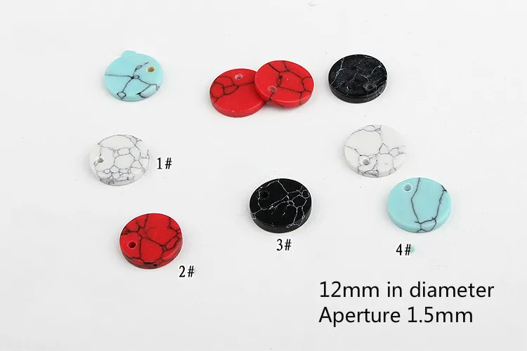 Natural white, green, red and black turquoise round unilateral hole material bag DIY hand earrings earring pendants accessories