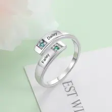 Personalized Women Birthstone Promise Rings #3