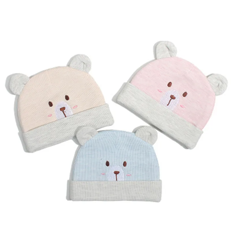 2020 Cute Kids Hat Bear Styles Cap for Boys Girls Candy Colors Baby Beanies Hats double Cotton layer newborn Hat Toddler Infant