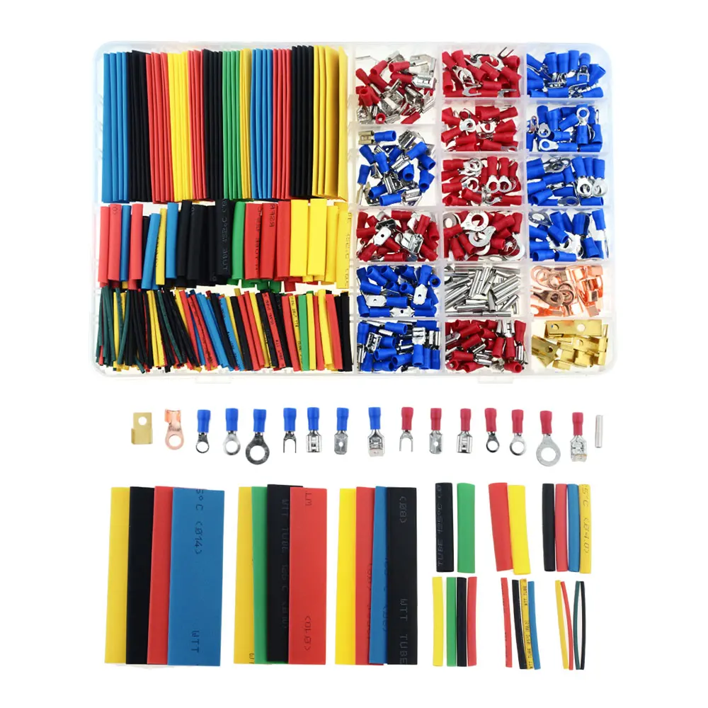 

678PCS Heat Shrink Tube Sleeving Set Car Electrical Wire Terminals Insulated Crimp Connectors Spade Set Kit With Plastic Box