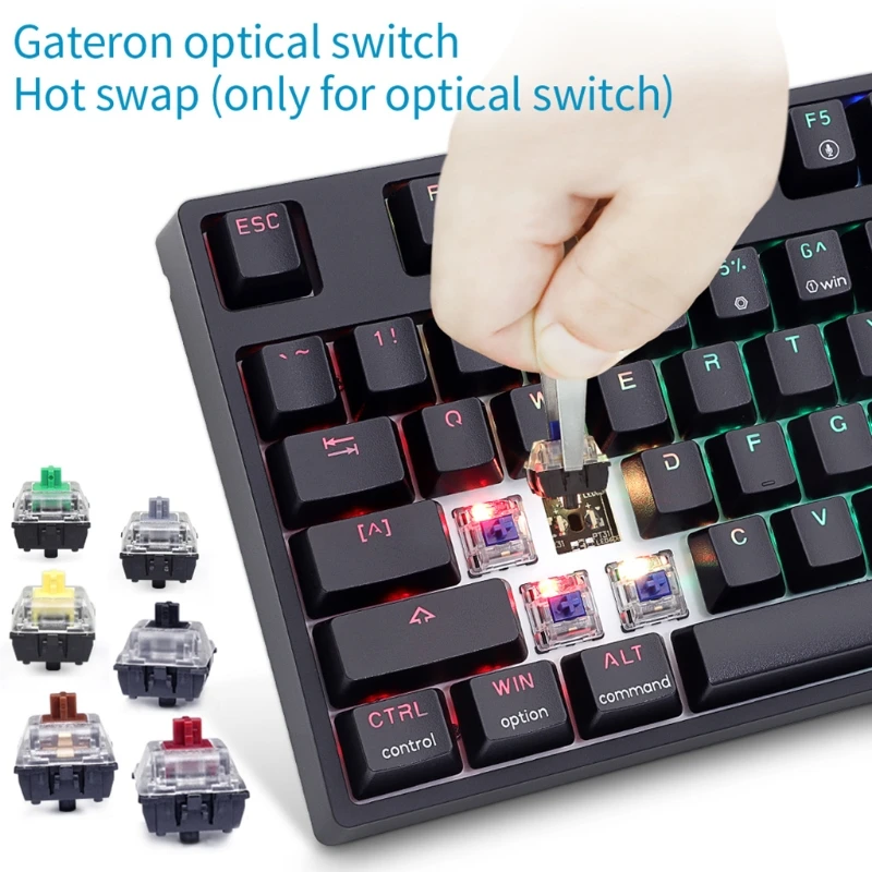 SK87 Wired Mechanical Gaming Keyboard Gateron Optical Switch 87 Keys RGB LED Backlit Programmable Software for PC/Mac Gamer