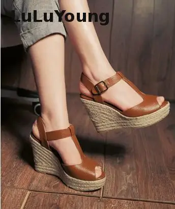 Platform Shoes High Heels Open Toe Sandals Wedges Platform Women 30 31 32 33