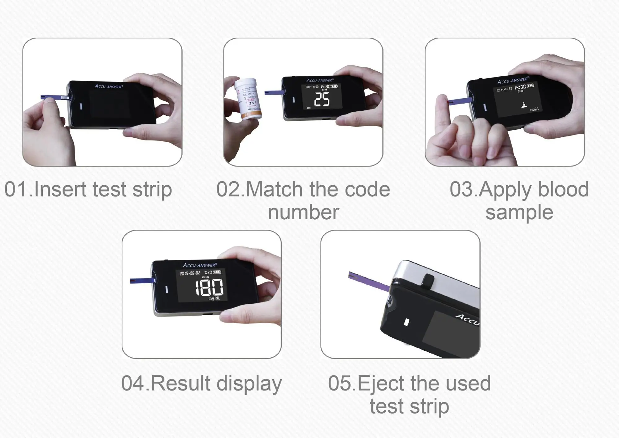 4 In1 Multi-Function Cholesterol Meter Uric Acid&Hemoglobin Blood Glucose Test Strips Kit for Diabetes Gout Device with Lancets