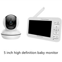 5 Inch HD Screen Baby Monitor Wireless Rotating Camera Play Music Temperature Monitoring Intercom Night Vision Nursing Webcam 2