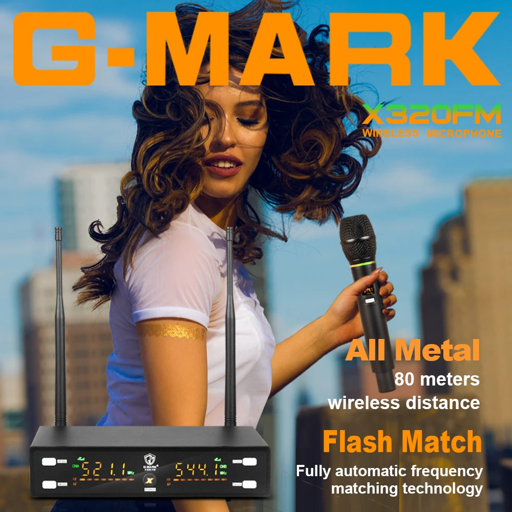 Профессиональный микрофон Φ X320FM, беспроводной микрофон для караоке, металлический корпус, частота регулируется, 80 м, для сцены, шоу вечерние НКИ, встречи
