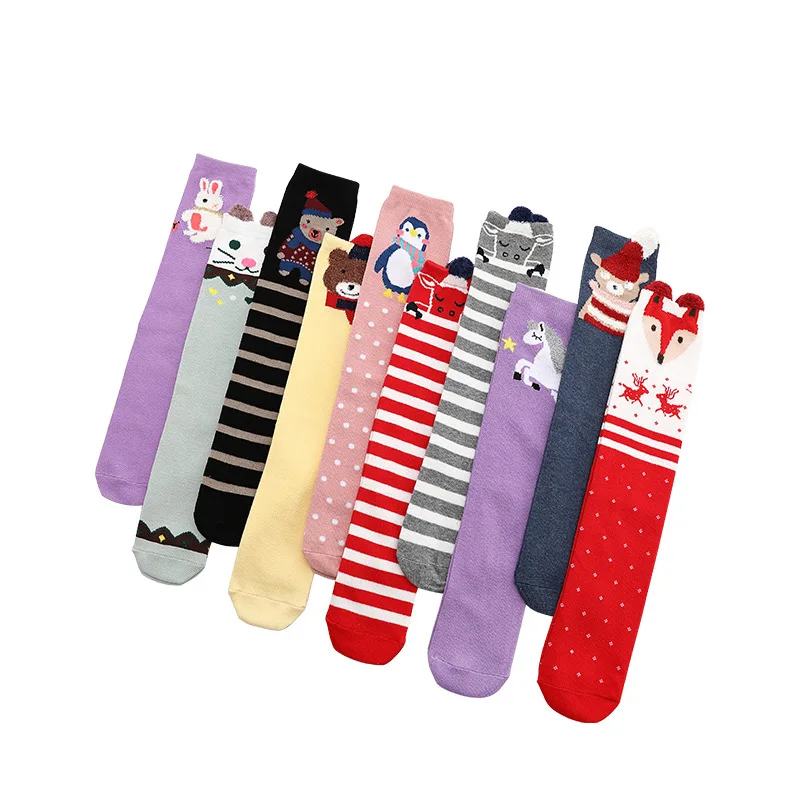 Girl Socks 3-12 Years Old Cotton Knee High Lovely Long Children\'s Legwarmers Kids Dance Stocking  Cute Animal Carton