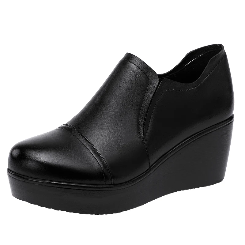 GKTINOO High Heel Women Shoes 2024 Women Leather Casual Shoes Breathable Fashion Waterproof Wedges Platform Shoes Women