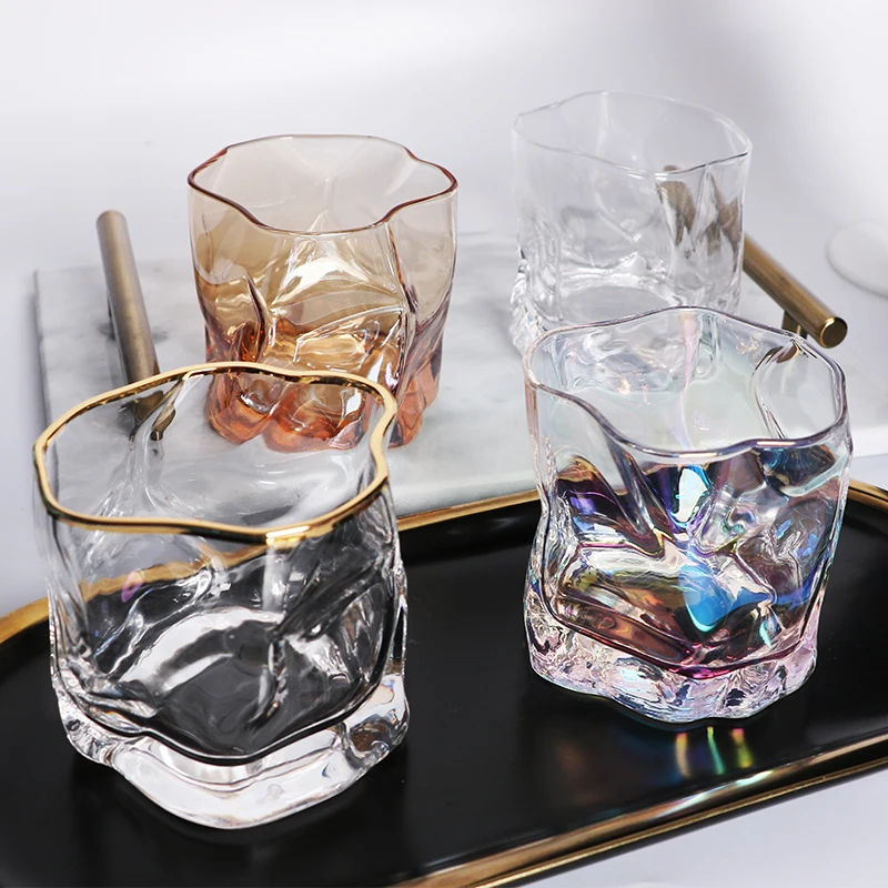 

Japanese Crystal Glass Cup Household Whisky Glass High-capacity Water Cup Juice Cup Creative Wedding Hotel Decoration Accessory