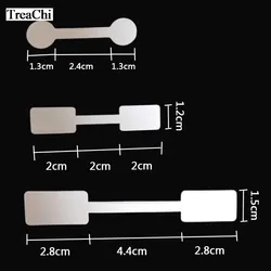 Wholesale Adhesive Paper Jewelry Ring Tag White Dumbbell Ring Tag Rectangle Jewelry Sticker Label Tag 50Pcs/100Pcs