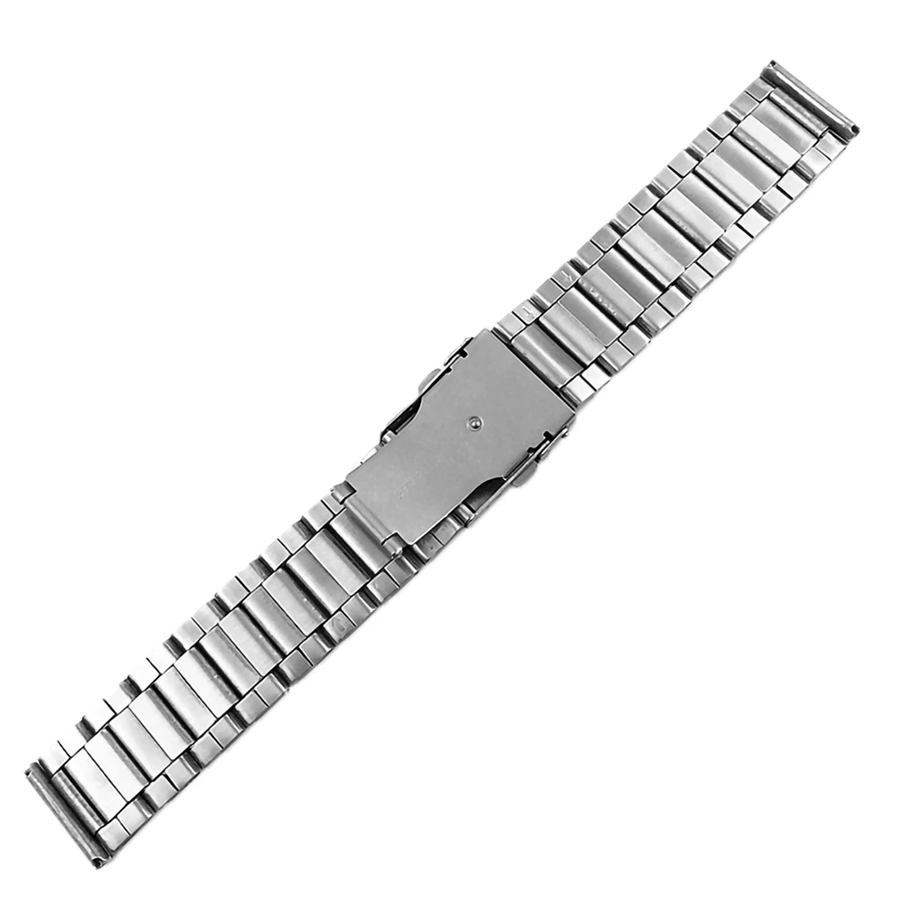 Stainless Steel Watch Strap Wrist Bracelet Silver Color Metal Watchband with Folding Clasp for Men Women 20/22/24mm