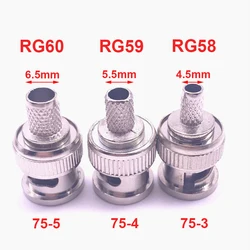 Conector recto de Cable coaxial RF para cámaras CCTV, conector 3 en 1 BNC macho Q9 engarce RG58 RG59 RG60 RG142 RG400 LMR195, 10 piezas