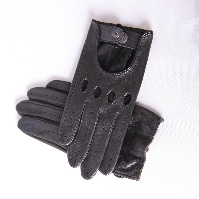 Men Leather Gloves Classic Black Breathable Full Finger Imitation Deerskin Driving Gloves Male Unlined M-XL M061