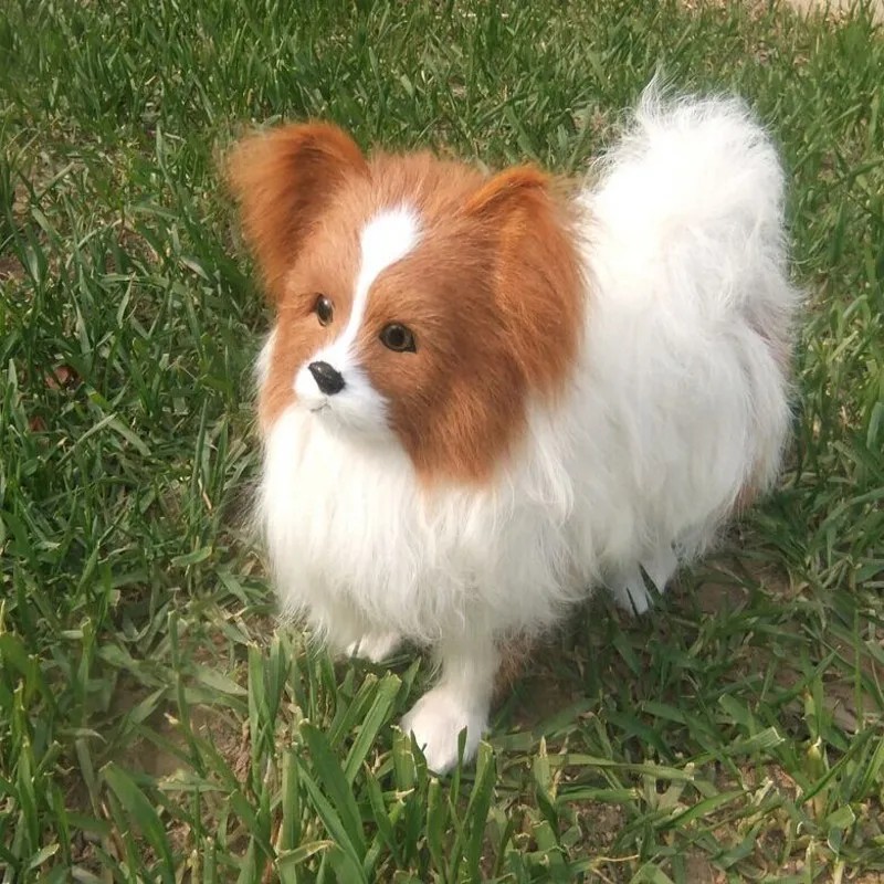 

Simulation Dog Animal Model Cute Plush Papillon Dog Home Room Car Decoration Kid Plush Toy Doll Gift Photo Props