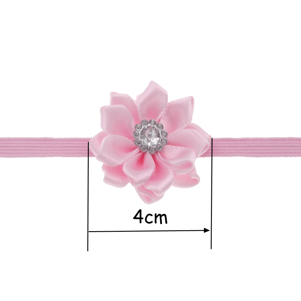 baby headband Polygonal Ribbon Rhinestone Flower Headband  Newborn Elastic Floral Hairbands Cute children girls Hair Accessories