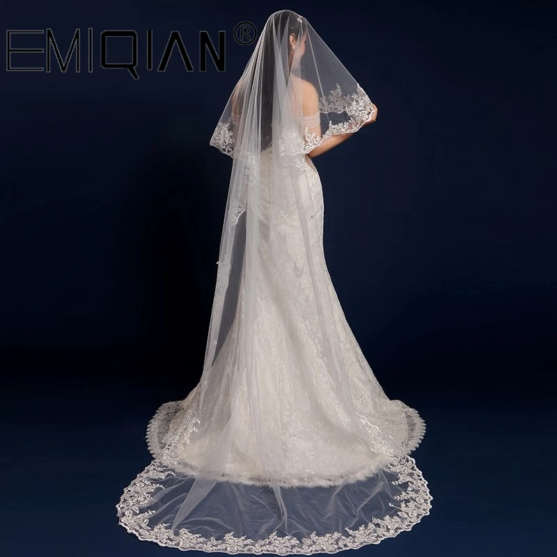 Wedding Accessories, 3 Metres Long One Layer Lace Bridal Veil White Tulle Wedding Veils