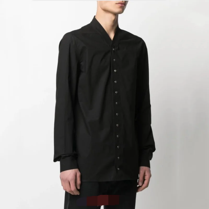 Men's Long Sleeve Shirt Spring And Autumn New Mature Gentleman Personality Korean V Collar Leisure Loose Large Shirt