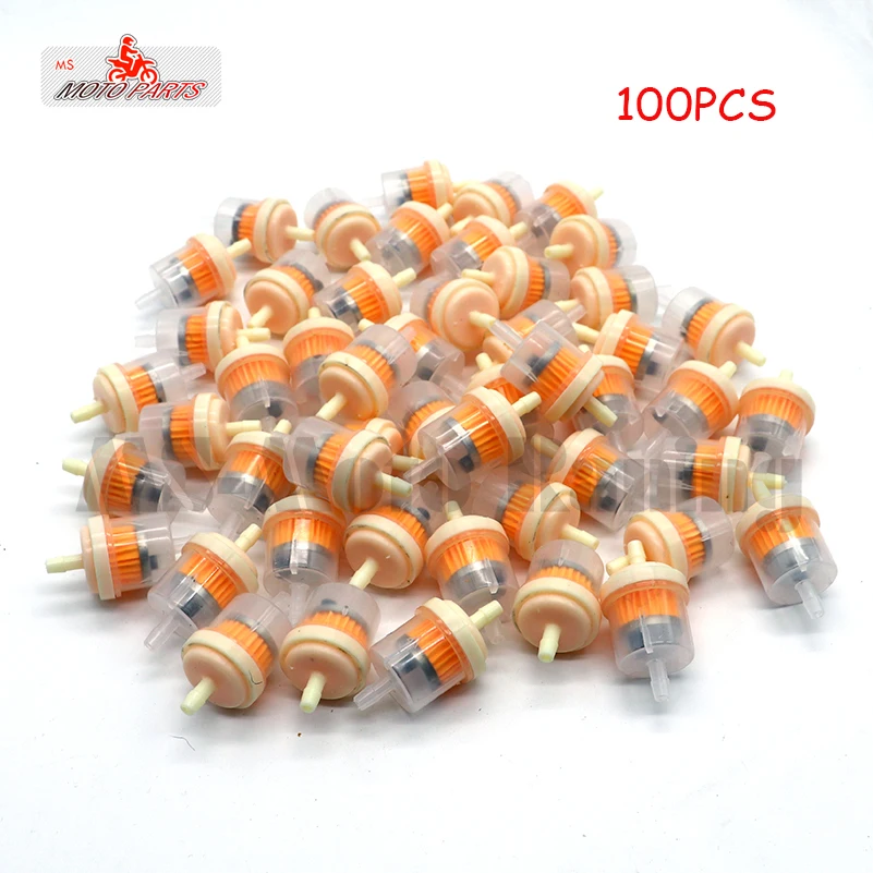 100PCS/lot Car Dirt Pocket Bike Oil Filter Petrol Gas Gasoline Liquid Fuel Filter For Scooter Motorcycle Motorbike Motor