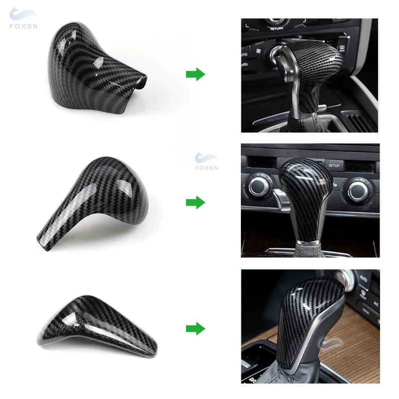 For AUDI A4 B8 B9 A5 A6L A7 S7 Q3 Q5 Q7 Car Accessories Gear Shift Gear Knob Head Frame Cover ABS Carbon Texture Decor Only LHD