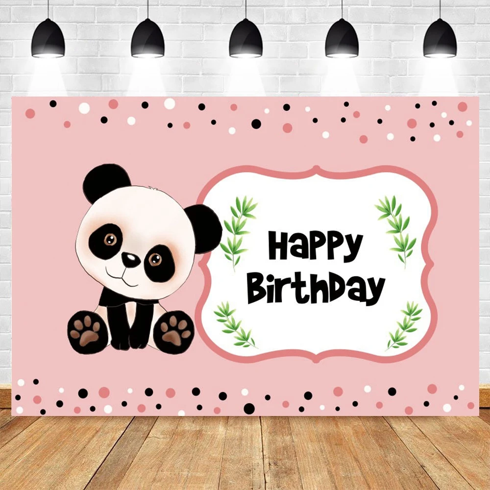 Latar Belakang Panda Merah Muda dengan Bambu Bayi Yang Baru Lahir Latar Belakang Pesta Ulang Tahun Anak Baby Shower Studio Foto Ulang Tahun Pertama Dibuat Sesuai Pesanan