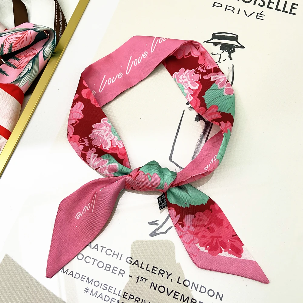 موضة FlowerBrandSilk وشاح تصميم المرأة وشاح للسيدات إكسسوارات الشعر فولارد الشعر وحقيبة الأوشحة Headbands ربطات القوس فيونكة الإناث