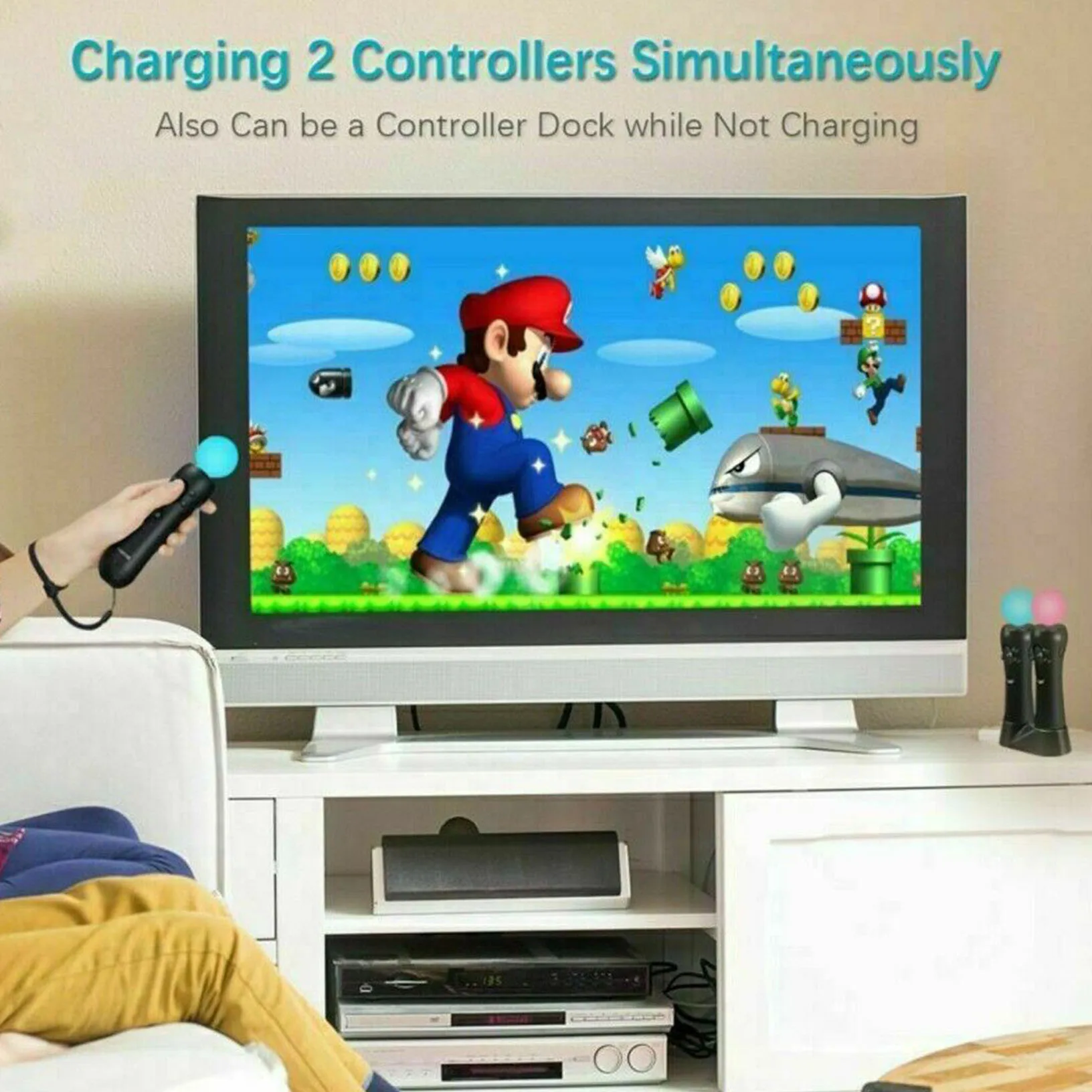 1x doca de carregador duplo para ps4 vr controlador de movimento de playstation controlador de movimento