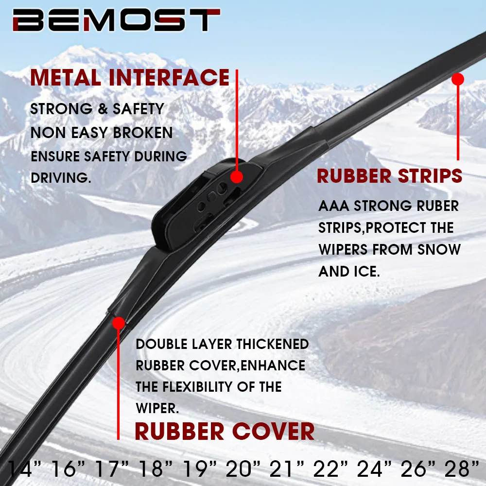 Winter Snow Strong Car Wiper Blade U Hook Rubber Windshield Windscreen Wiper 14\