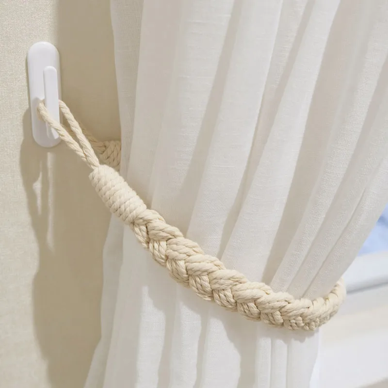 

Cotton Hemp Ropes for Home Decoration, Lanyard Curtain, Japanese-Style Drawstring, Elegant Tie Rope, Beige Free Punch, TJ6833