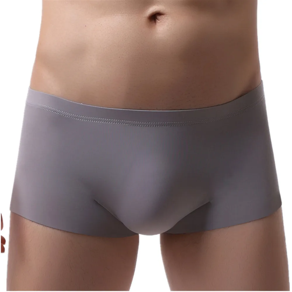 Sexy Men Underwear Boxer Shorts Cool Ice Silk Seamless Panties Solid Slim Thin Mid-Rise Pouch Underpants Cueca Calzoncillos S-XL