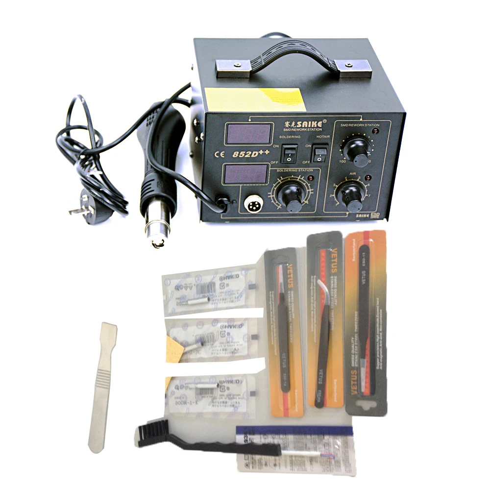 SAIKE 852D++ Soldering Station 2in1 Upgraded Fron SAIKE 852D+ &hot Air Gun Rework Station 220V 110V