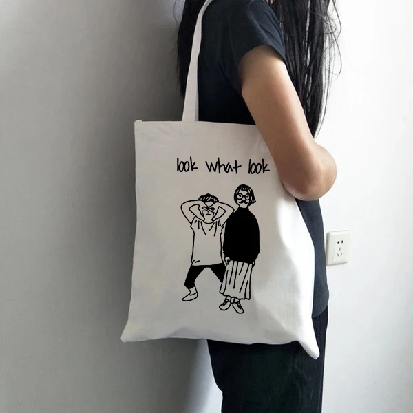 

Girl Print Canvas Shopping Tote Bag Gift for Student Friend Reusable Shopper Bag Women Fashion Travel Eco Bags Female Cloth Bag