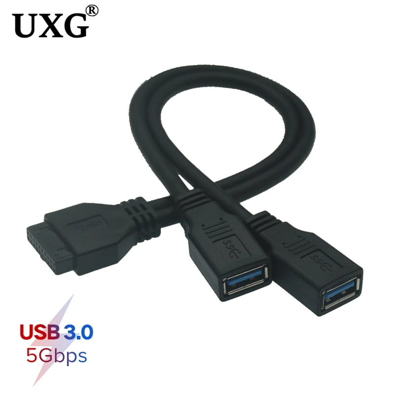 High Quality Dual 2 Ports USB 3.0 Female to Motherboard 20pin Header Male Connector Cable Mainboard Adapter for PC Computer Case