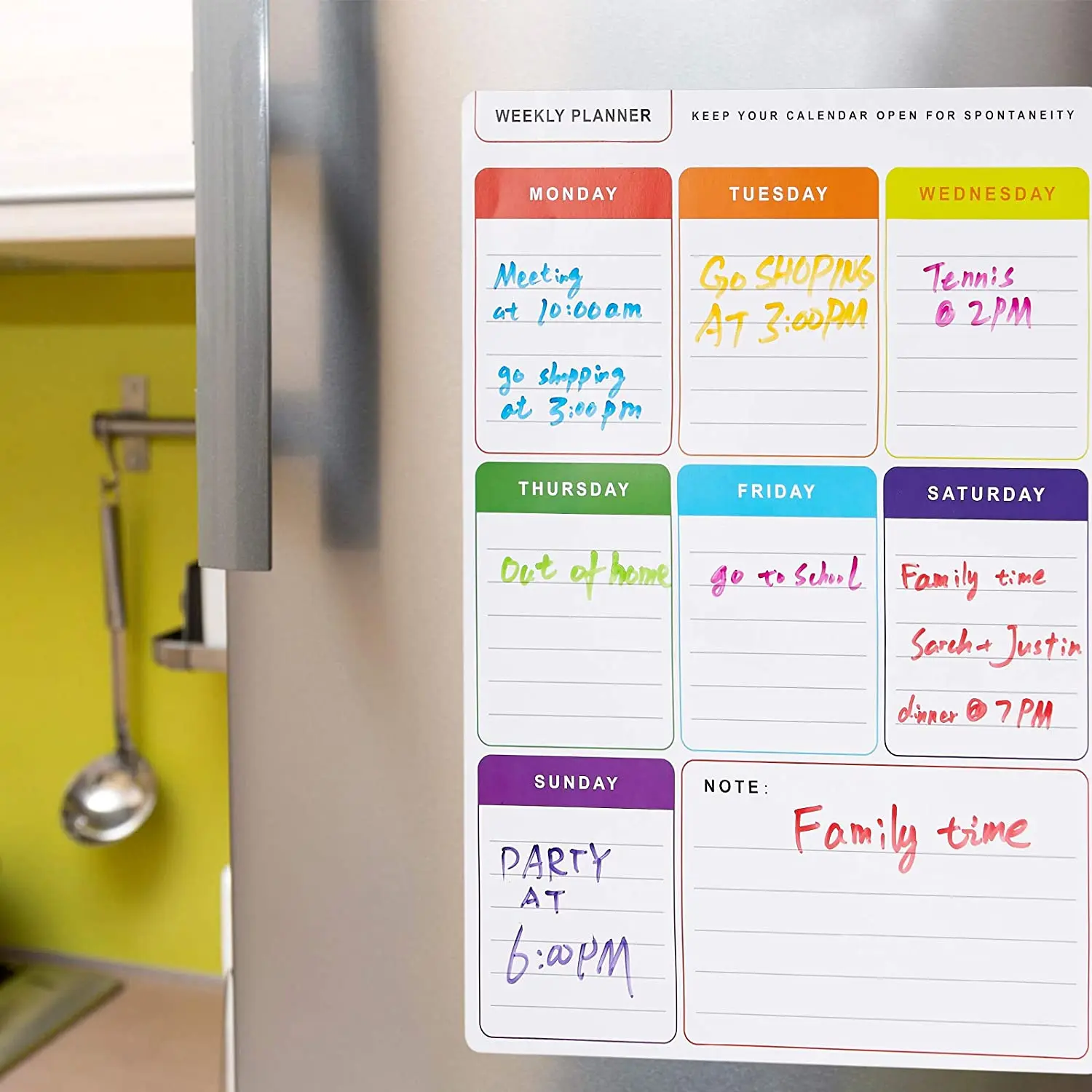 Flexible Dry-Erase Magnetic Whiteboard for Fridge Calendar Panner Organizer for Refrigerator Kitchen Weekly Meal Planner Board