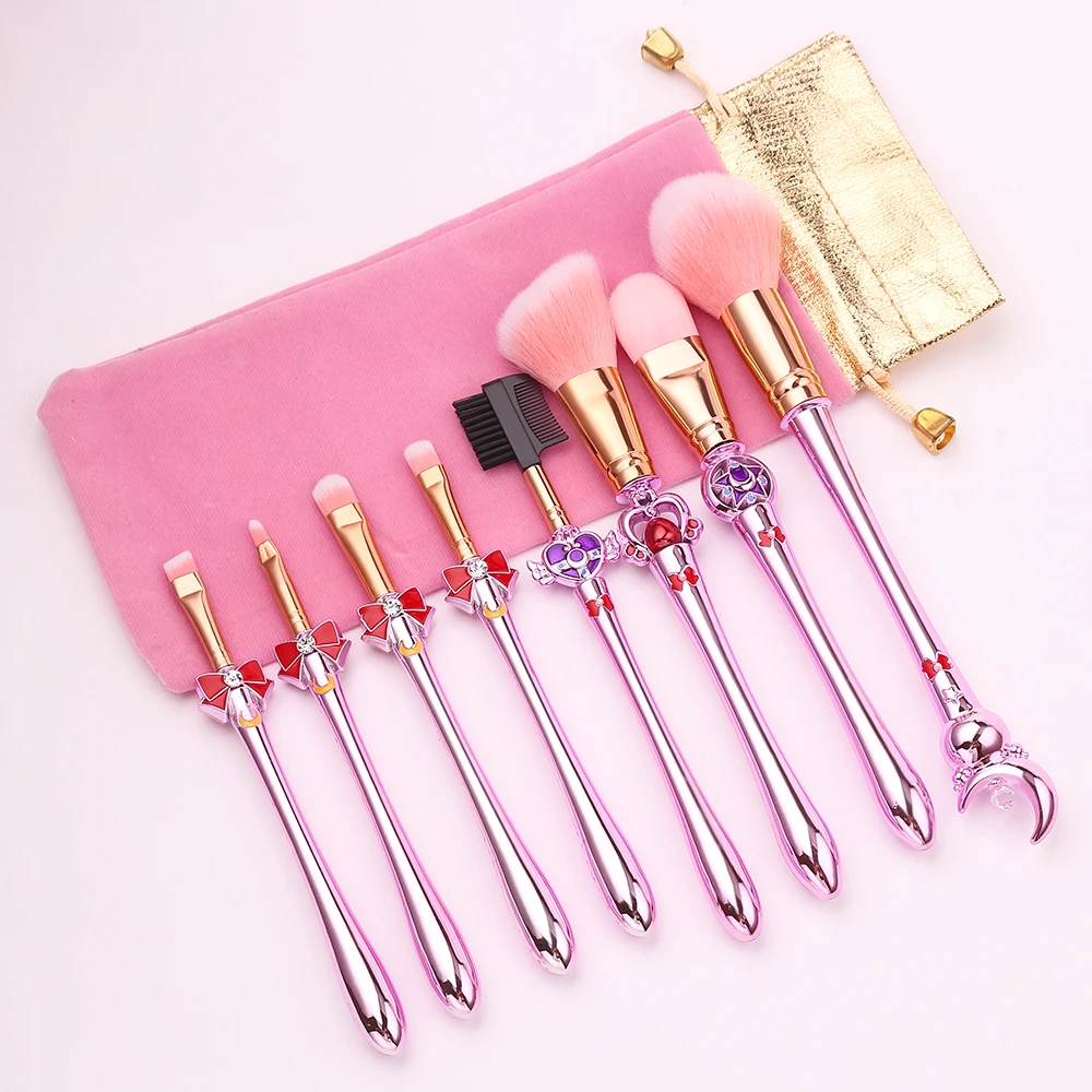 New 8pcs Pro Makeup Brushes Sets & Kits Moon Anime Soft Hair Blusher Concealer Eye Shadow FOUNDATION Lip Brush Cosmetics Tool