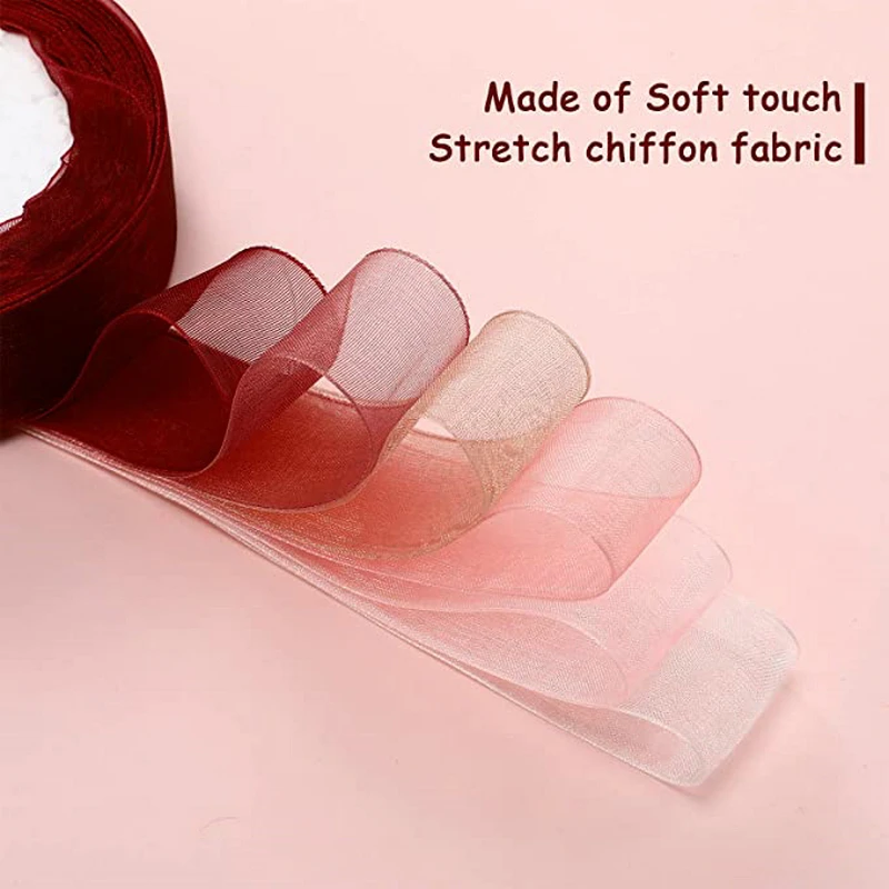 10 Yards/Lot schiere Chiffonband Organza Satinbänder für Geschenkverpackung Dekoration Hochzeitssträuße Party Kranz Spitzenstoff – Detail 18